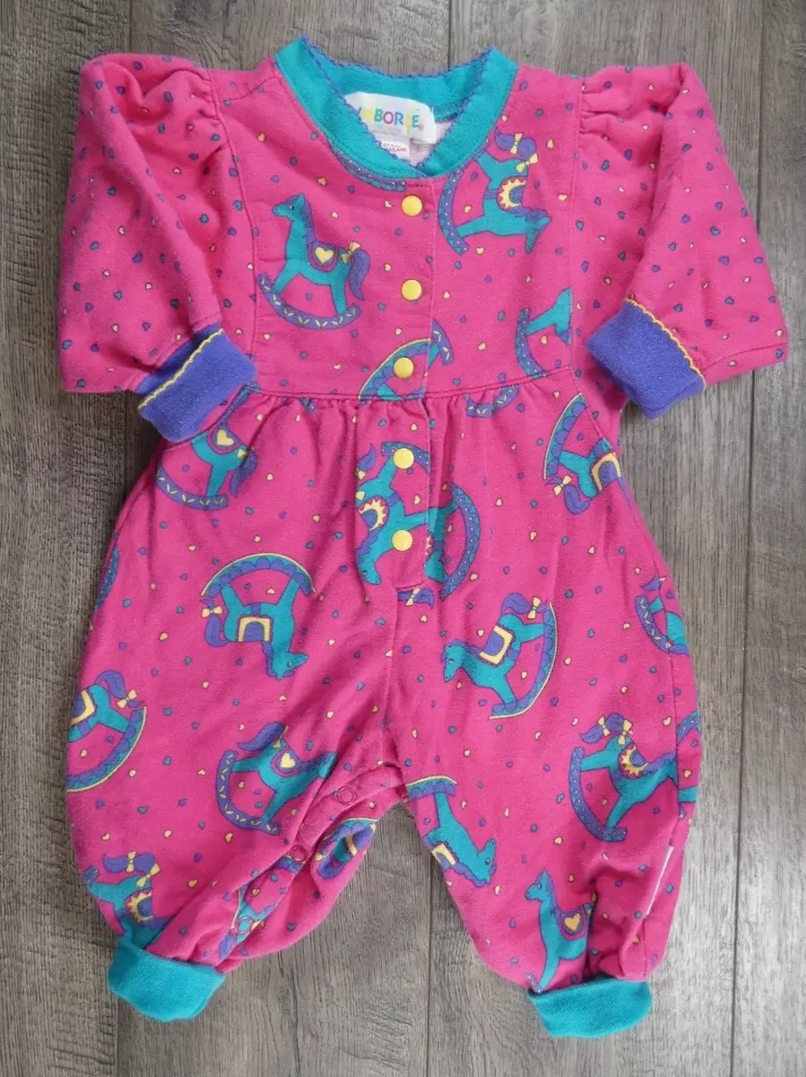 Baby Girl Rare Gymboree Rainbow Tag Vintage Pink Rocking Horse Newborn  Outfit