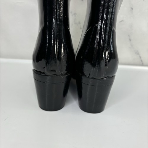 Kate Spade New York Rain Boots Sz 9 Black Bow Rubber Wellie Knee block Heel chic - Picture 17 of 24