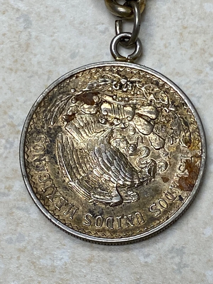 Corrente de relógio 1947 PESO prata mexicana - Imagem 2 de 3