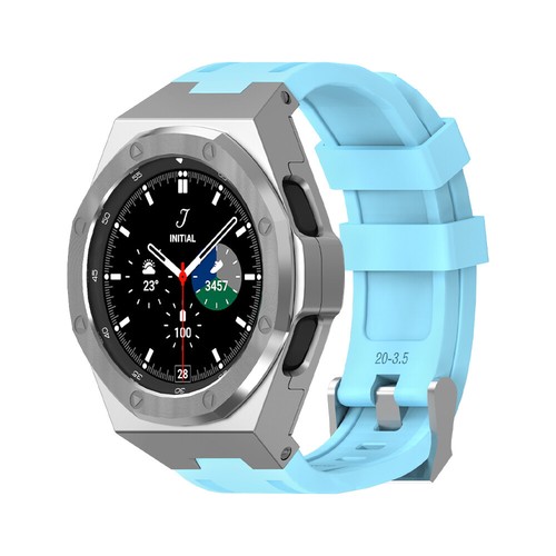 For Samsung Galaxy Watch4/4 Classic/5 Pro/6 Steel Case Rubber Strap 44 45 46mm - Zdjęcie 24 z 29