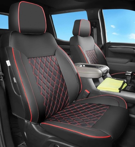 Silverado Custom Seat Covers: Waterproof Pickup Full Set(2019-2025) Black&Red - Picture 7 of 8