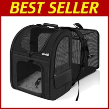 Expandable Cat Carrier Backpack with Breathable Mesh - Black