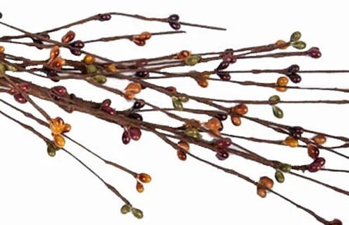 55-Inch Rustic Pip Berry Garland in Fall Colors - Burnt Orange, Mustard, Green, Burgundy