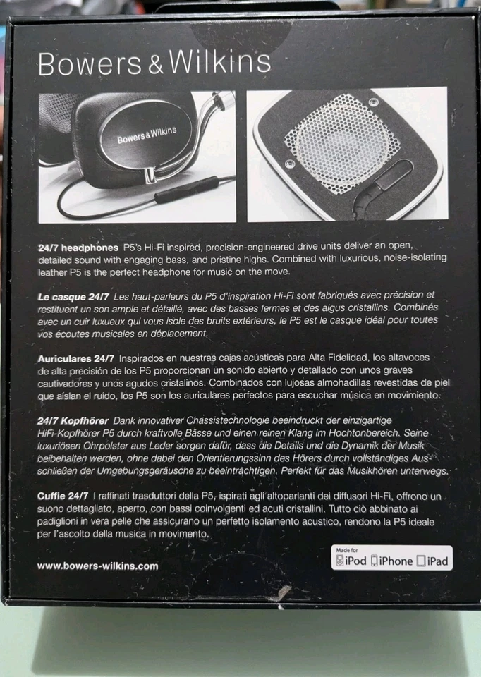 Bowers & Wilkins P5 S2 Series 2 On Ear Wired Headphones with HiFi Drivers - Image 4 of 4