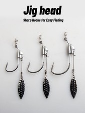 3 Pack Weighted Jig Head Spinning Blade Wide Crank Fishhooks With Twist Locks