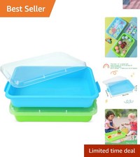 Large Easy-Clean 15in Sensory Sand Tray for Toddlers   Activity Bin with Lid