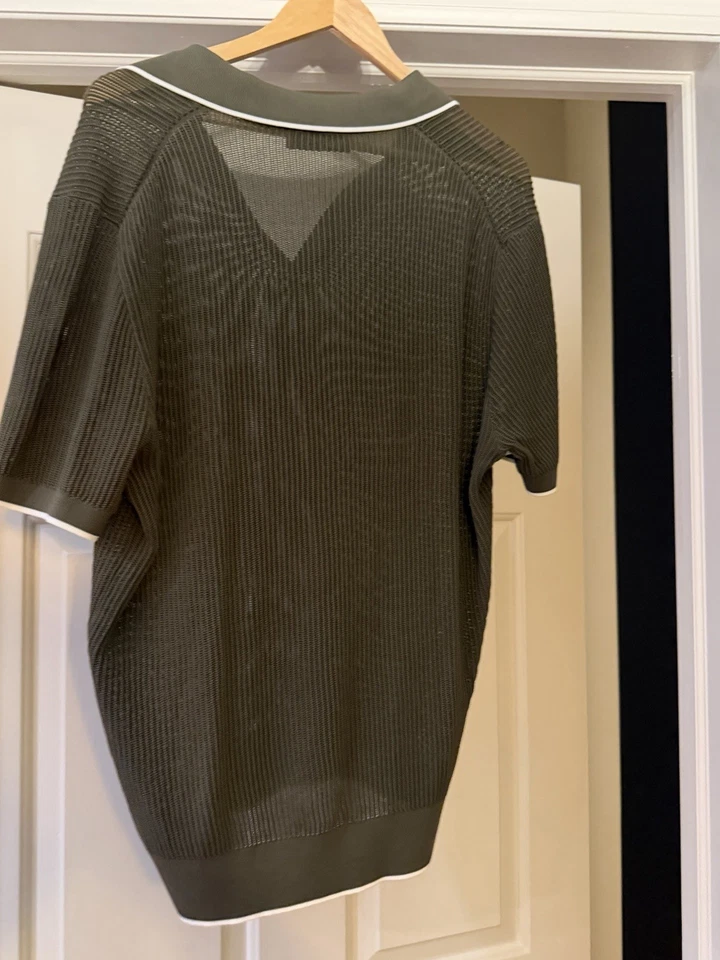 Carolina Herrera Men’s Green Mesh Polo - Image 2 of 2