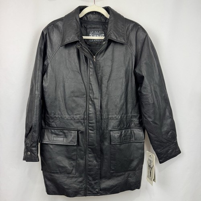 #ad NWT Vintage Gino Quality Leathers Mens S Full Zip Leather Jacket W Zip In Liner $35.99