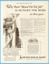 1928 Devoe & Raynolds Lead Zinc House Paint Vintage 1920s Print Ad Painter Art
