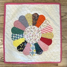 Vintage Handmade Patchwork Embroidered Cotton Multicolor Floral Pillow Case