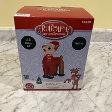 Gemmy Rudolph The Red-nosed Reindeer Airblown Inflatable 4.5 Ft Lights Up