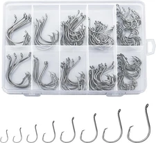 150PCS Circle Hooks, Strong High Carbon Steel Fresh and 2/0, 4/0, Blue 