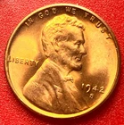 1942-D Lincoln Wheat Cent Penny GEM RED BU From an Original Bank Roll