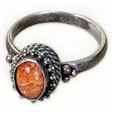 VTG Southwestern Sterling Silver Spiny Oyster Cabochon Ring 925 Size 7