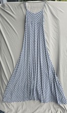 Bar III Dress Womens Small Blue Striped Sleeveless V Neck Maxi Swing Jersey