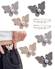 8 Pcs Pant Waist Tightener, Adjustable Butterfly Gold/Silver/Gun Color