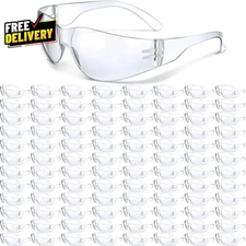 100 Pack Bulk Safety Glasses Eye Protection Goggles for Women Men DIY Constr ...
