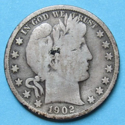 1902-S  LIBERTY HEAD BARBER HALF DOLLAR - VG !!! Ships FREE After 1st Item !!!