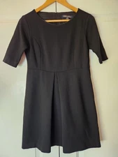 Brooks Brothers Dress Size 6 Mini Sheath Short Sleeve Black Front Pleate Stretch