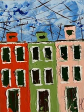 Venice Painting Burano Original Art Italy Oil Impasto Cityscape Wall Art