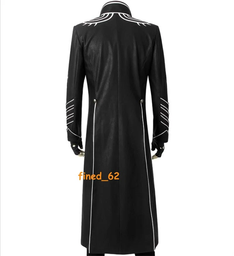 Devil May Cry 5 Vergil Cosplay Cortavientos Negro Abrigo Largo Hombres Disfraz de Halloween Foto 3 de 4