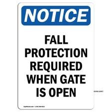 Fall Protection Required When OSHA Notice Sign Metal Plastic Decal