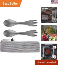 Eco-Friendly Titanium Fork Spoon Set for Hikers - Dishwasher Safe Design