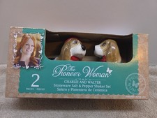The Pioneer Woman Charlie & Walter Salt And Pepper Shakers Stoneware New In Box
