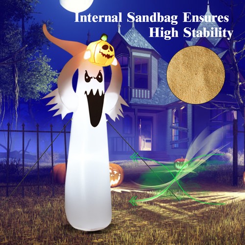 Fantasma gonfiabile Halloween 6 piedi con zucca luci LED decorazione cortile - Foto 4 di 10