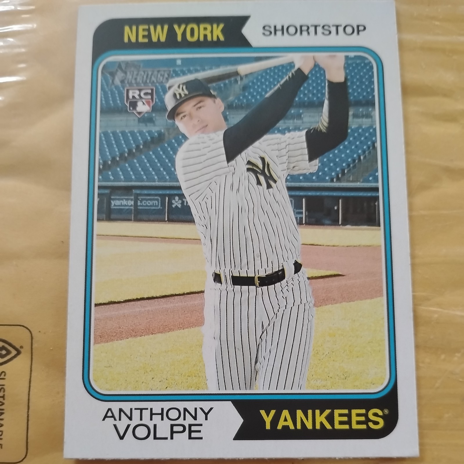 Anthony Volpe 2023 Topps Heritage Rookie Variation Short Print 282 Yankees