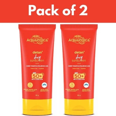 Aqualogica Detan+ Dewy Sunscreen with Cherry Tomato with SPF 50 & PA++++ 80g I88
