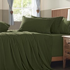 Extra Deep Pocket King Size Sheets Set, 6 Pieces Soft Olive Green Sheets 18-2...