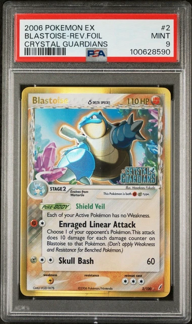 Pokemon Card Blastoise Delta Species 2/100 Reverse Holo PSA 9