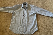 David Donahue Blue Gingham Button Down Dress Shirt Size 7.5,34/35