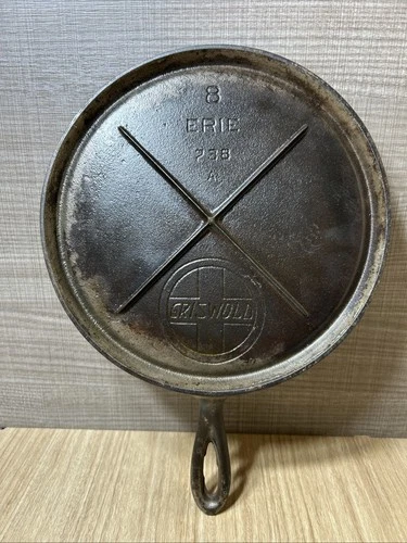Griswold Cast Iron Griddle #8 Slant Logo 738 A Cross X Base Erie