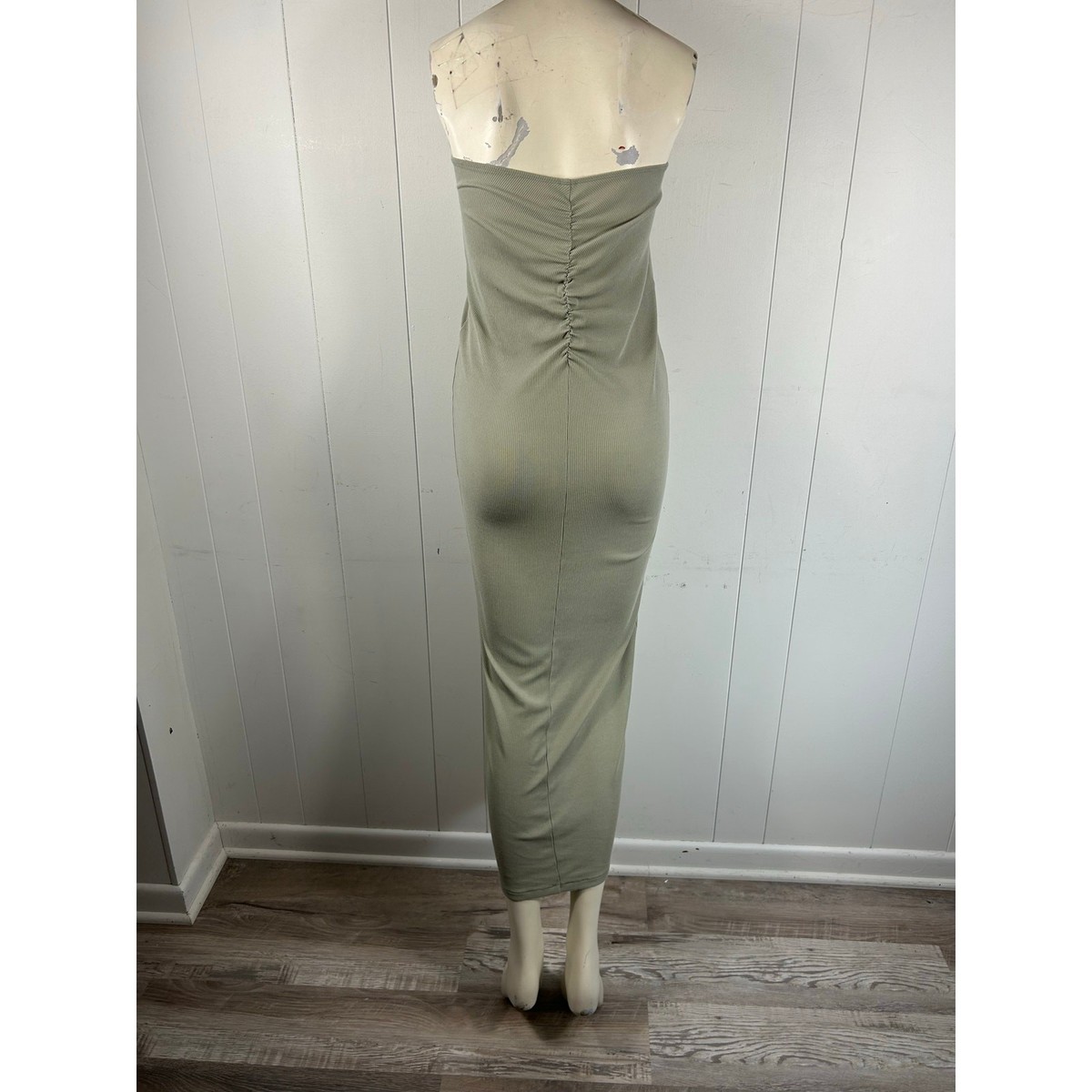 SKIMS Ribbed halter dress in olive green Size M | eBay
