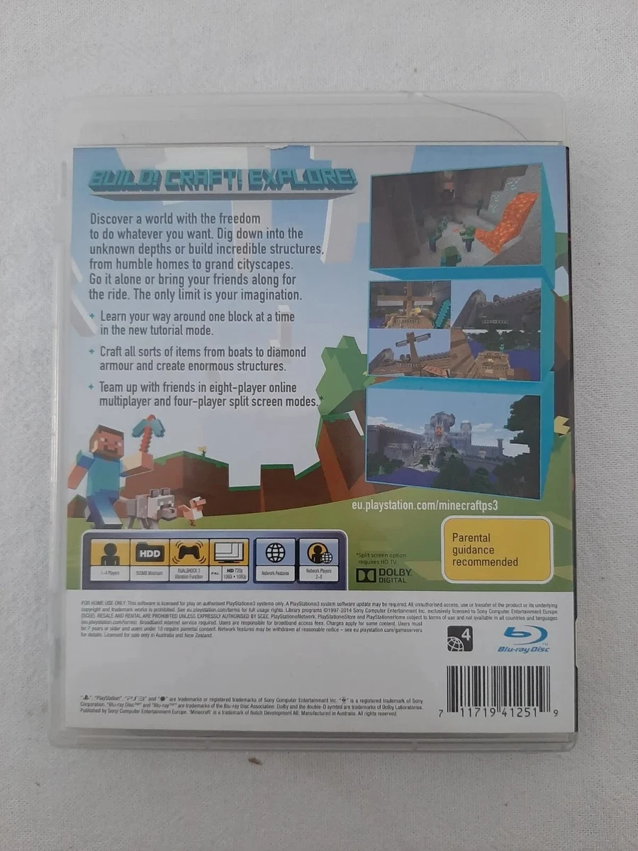 MINECRAFT PS3 PLAYSTATION 3, 2014 Game Complete With Manual Free Post In  AUS $24.95 - PicClick AU