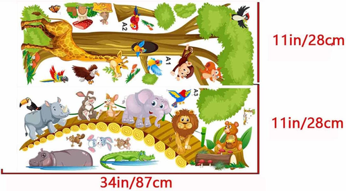 Jungle Animals Baby Wall Stickers - Lion Giraffe Elephant Monkey Wall Decals - K - Picture 5 of 5