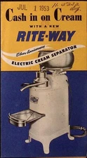 1953 Rite-Way Silver Anniversary Electric Cream Separator Brochure