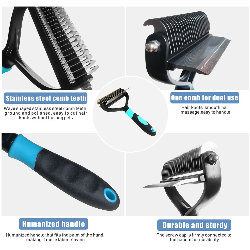 Pet Cat Dog Hair Fur Shedding Trimmer Grooming Dematting Rake Comb