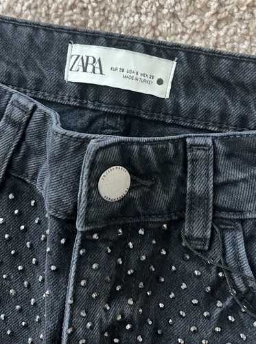 Zara The Slim Jeans mit Strass schwarz US Größe 6 - Bild 9 von 11