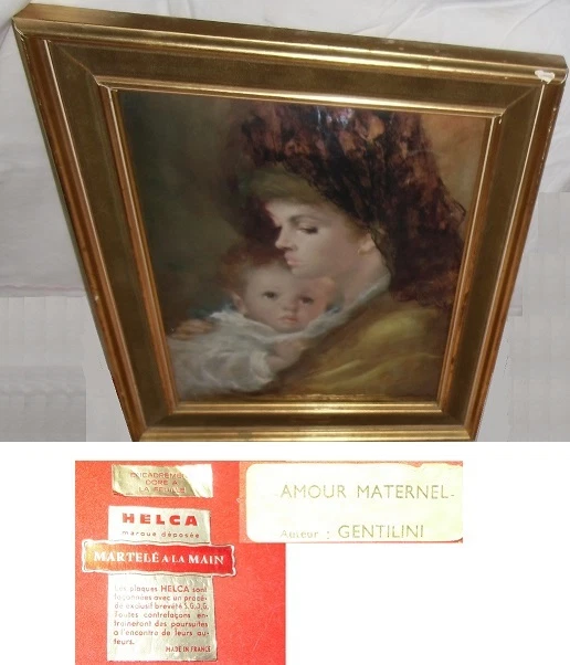 SuperbeTableau en Email Helca "Amour Maternel" de Gentilini "belle idée cadeau " - Photo 1/1