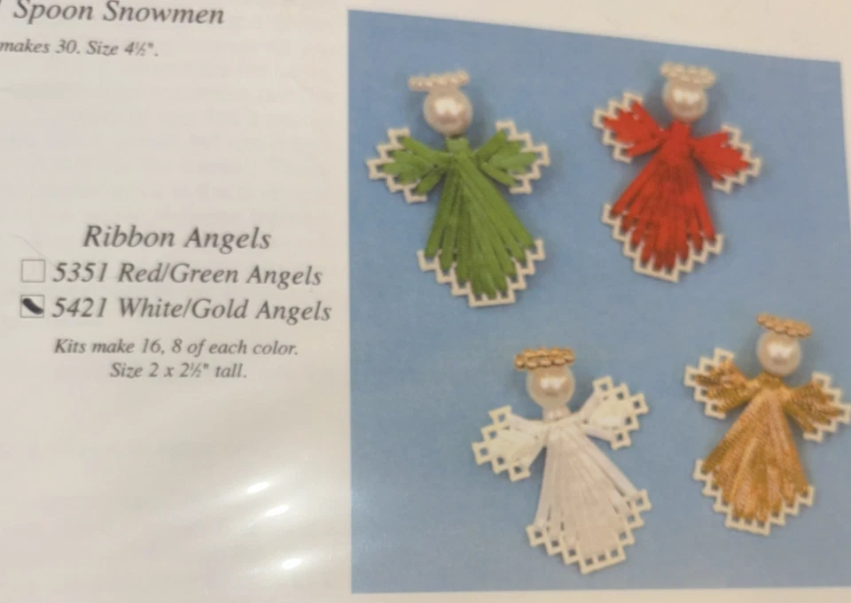 Vtg Rare Mary Maxim WHITE/GOLD ANGELS Needlepoint Pattern #5421 - Image 2 of 3