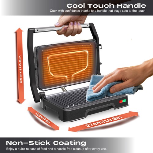 SUPERLEX Panini Press Grill Sandwich Toaster Maker Breakfast Machine Non-stick - Picture 2 of 10
