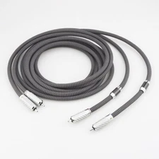 Pair OCC Silver Plated Wire Carbon Fibre RCA Interconnect Cable HIFI Audio Cable
