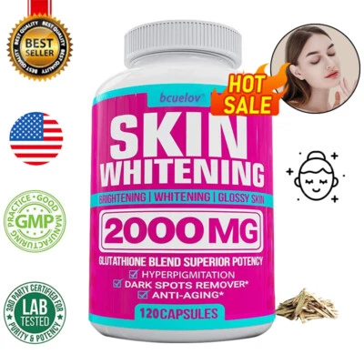 BCUELOV Skin Whitening Glutathione 2000 Mg, Powerful Antioxidant Support Anti-Aging