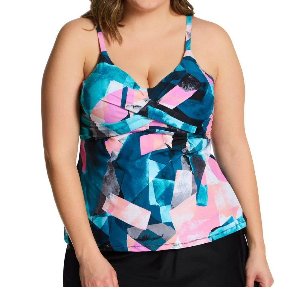 Nuevo con etiquetas Camiseta Tankini Estampada Aries Raisins Curve para Mujer Multicolor 14W-22W $70 LLL179 Foto 4 de 4