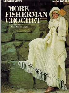 Details About More Fisherman Crochet Pattern Adult Children Hat Mittens Scarf Pillow Afghan