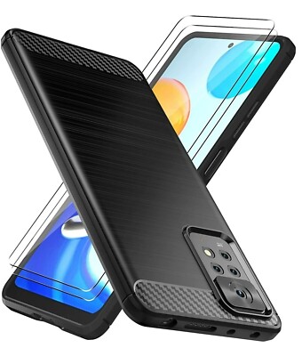 Carbon Case Cover + Tempered Glass for Xiaomi Poco X6 Pro / X6 / X5 Pro