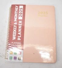 2025 Pink Hardcover Weekly/Monthly Planner Jan-Dec Calendar Monthly Tabs